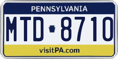 PA license plate MTD8710