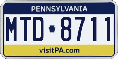 PA license plate MTD8711
