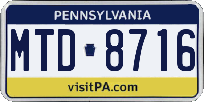 PA license plate MTD8716