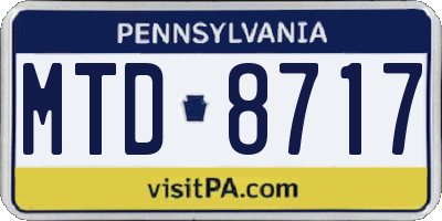 PA license plate MTD8717