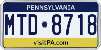PA license plate MTD8718