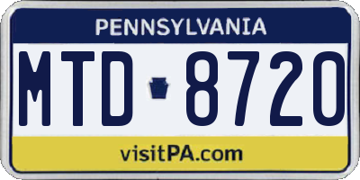 PA license plate MTD8720
