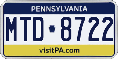 PA license plate MTD8722