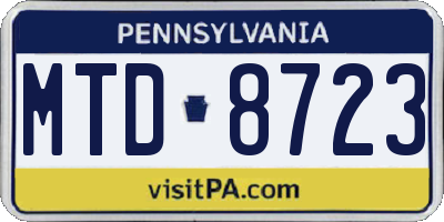 PA license plate MTD8723