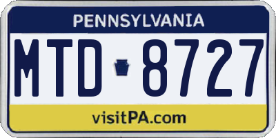 PA license plate MTD8727
