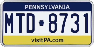 PA license plate MTD8731
