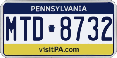 PA license plate MTD8732