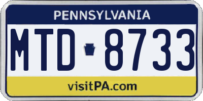 PA license plate MTD8733