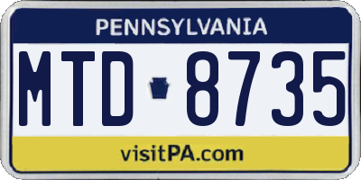PA license plate MTD8735