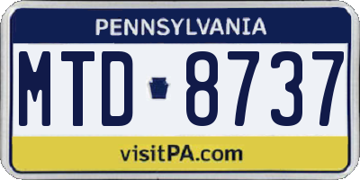 PA license plate MTD8737