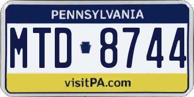 PA license plate MTD8744