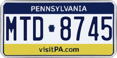 PA license plate MTD8745