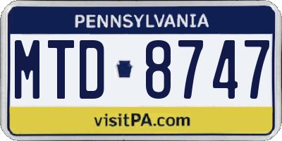 PA license plate MTD8747