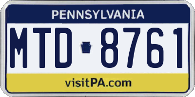 PA license plate MTD8761