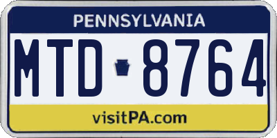 PA license plate MTD8764