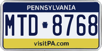 PA license plate MTD8768