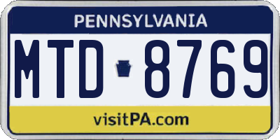 PA license plate MTD8769