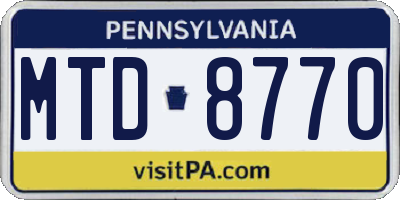 PA license plate MTD8770