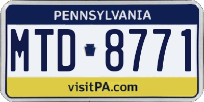 PA license plate MTD8771