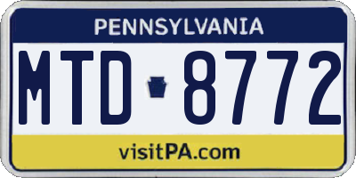 PA license plate MTD8772