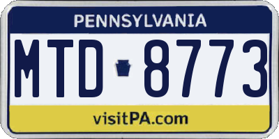 PA license plate MTD8773