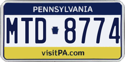 PA license plate MTD8774