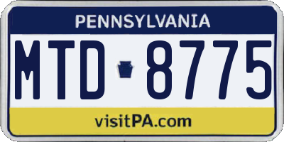 PA license plate MTD8775
