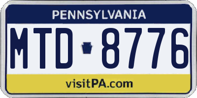 PA license plate MTD8776