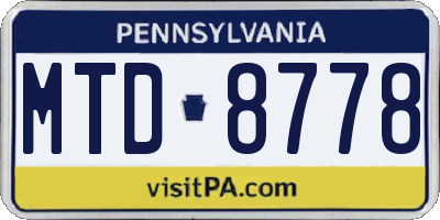 PA license plate MTD8778