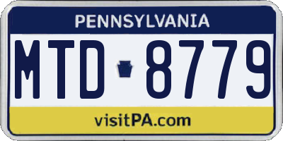 PA license plate MTD8779