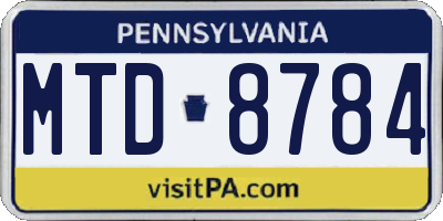 PA license plate MTD8784