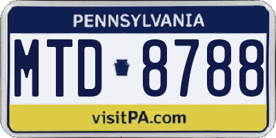 PA license plate MTD8788