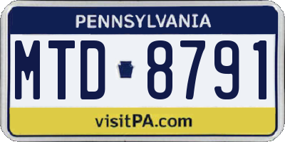 PA license plate MTD8791
