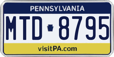 PA license plate MTD8795
