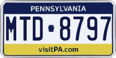 PA license plate MTD8797