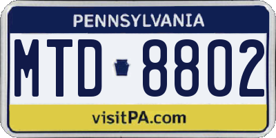 PA license plate MTD8802