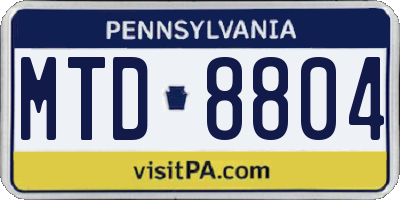 PA license plate MTD8804