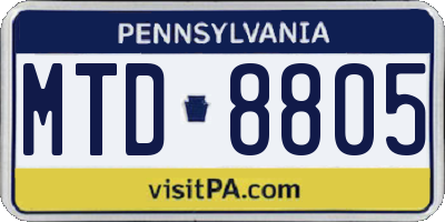 PA license plate MTD8805