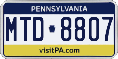 PA license plate MTD8807