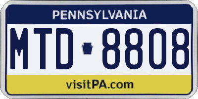 PA license plate MTD8808
