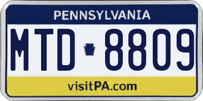 PA license plate MTD8809