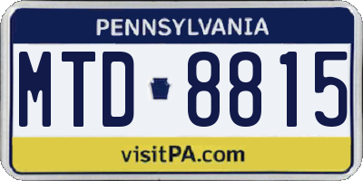 PA license plate MTD8815