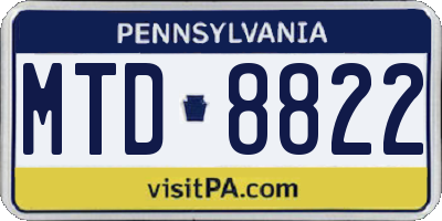 PA license plate MTD8822
