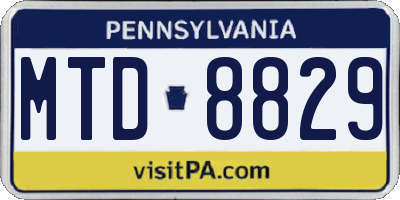 PA license plate MTD8829