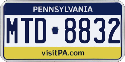 PA license plate MTD8832
