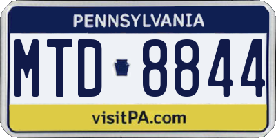 PA license plate MTD8844