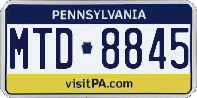 PA license plate MTD8845