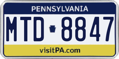 PA license plate MTD8847