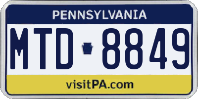 PA license plate MTD8849