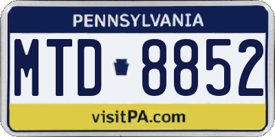 PA license plate MTD8852